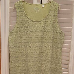Chico's Sage Green Lace Overlay Tank